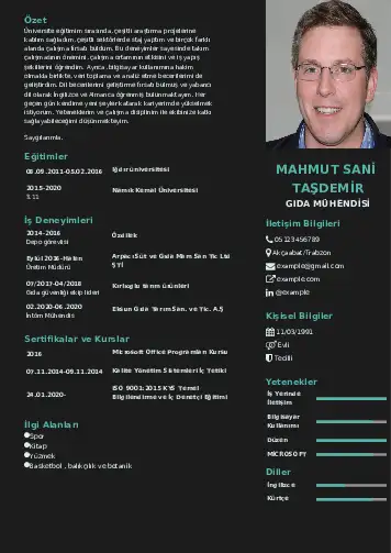 Gıda Mühendisi CV Örnekleri cv indir